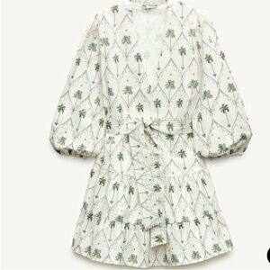 Zara Dress with Green Palm Pattern